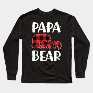 Papa Bear Red Plaid Christmas Pajama Matching Family Gift Long Sleeve T-Shirt